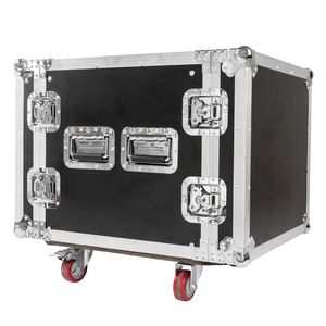 Armadio per Attrezzatura DJ di Alta Qualità 19'' 10U Monostrato Nero e Argento Portatile con Doppie Porte - Product Image 4