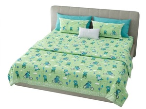 Parure de lit 4 pièces en coton 300 fils de qualité supérieure avec imprimé ours de dessin animé, housse de couette et taies d'oreiller, pour toutes les saisons, usage domestique - Product Image 4