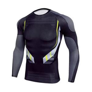 Haut de sport pour homme en molleton sublimé, à compression, manches longues, 100% coton extensible, anti-transpiration, pour la gym et l'entraînement - Product Image 5