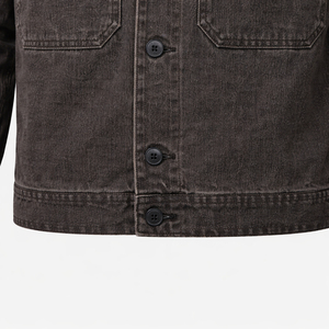 Custom Logo <b>Men's</b> Black Denim <b>Jacket</b> High Quality Utility Overshirt Cotton Denim <b>Chore</b> <b>Jacket</b> Male Workwear - Product Image 2