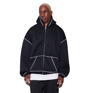 เสื้อมีฮู้ดโอเวอร์ไซส์ผ้าคอตตอน100% โลโก้ตามสั่งเสื้อผ้าแนวสตรีทแต่งซิปสำหรับฤดูหนาว - Product Image 5