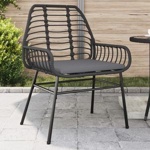 2 pz sedie da giardino in Poly Rattan nero con cuscini - Product Image 1