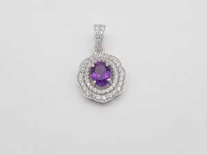 Colgante de amatista con circonita, plata de ley 925, hecho a mano, joyería de piedras preciosas naturales, regalo elegante para mujer - Product Image 2