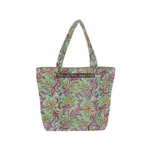 Conception personnalisée épaule plage sac matelassé main bloc coton toile grand imprimé floral matelassé sac fourre-tout épaule matelassé sac - Product Image 1