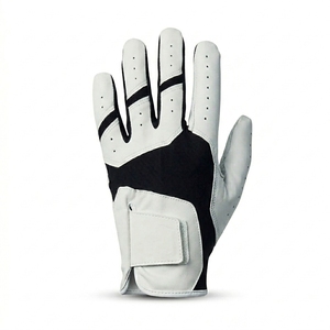 Guantes de golf blancos de cuero genuino antideslizantes, transpirables, con correa de muñeca ajustable, deportivos unisex - Product Image 4