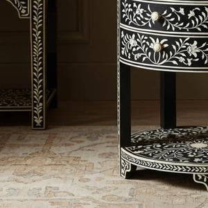 Table à tiroirs en os incrusté de la marque ILAHI, design moderne, détails en agate, rangement à trois niveaux, meuble portable pour la maison - Product Image 4