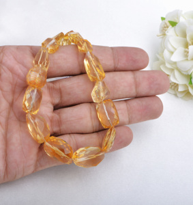 ลูกปัดซิทรินธรรมชาติทรงเหลี่ยมขนาด 10 นิ้ว ลูกปัดซิทรินธรรมชาติทรงเหลี่ยมสำหรับทำเครื่องประดับอัญมณีชั้นดี - Product Image 4