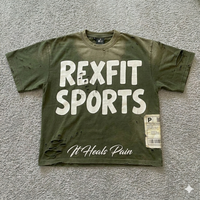 T-shirts pour hommes personnalisés, coupe classique, imprimés numériquement, coupés et cousus, avec patchs effet vieilli, en tissu de 300g