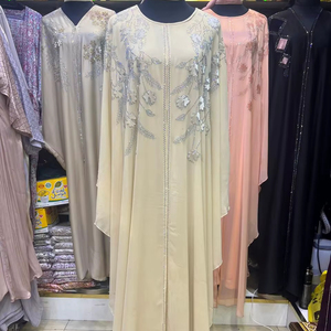 Abaya Modeste de Dubaï en Gros, Perlée et Pailletée, à Manches Longues, Traditionnelle Musulmane, Faite à la Main, pour Mariage, Respirante, Col en V pour Femme - Product Image 1