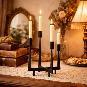 Modern Premium Casted Candle Holders <b>Black</b> metal taper holder candle stand matte candle stand cast iron & Aluminium decor - Product Image 3