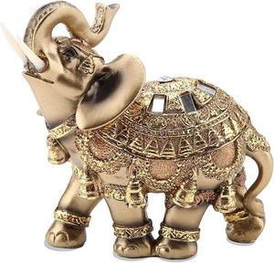 Statue d'éléphant en laiton doré robuste, sculpture décorative pour table, décoration de salon, sculpture d'éléphant en métal pour la maison - Product Image 1