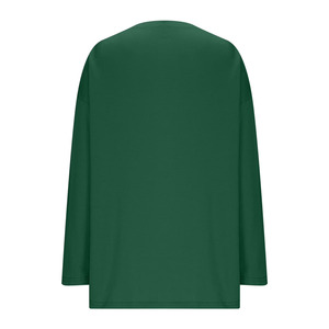 Haut décontracté pour femme, grande taille, col rond, manches régulières, couleur unie, 100 % polyester, tissu tissé, coupe ample, toutes saisons - Product Image 2