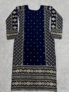 Ensemble ethnique de luxe Foux Gorgette-Belle fête porter haut-bas Dupatta fil séquence travail 3 traditionnel Salwar Kameez - Product Image 5