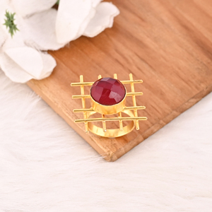 Designer Hydro Garnet <b>Adjustable</b> <b>Ring</b> Stylish Gemstone Jewelry for Women - Product Image 4