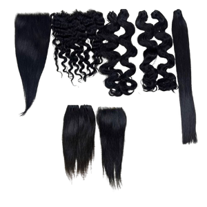 Wholesale Body Wave Cuticles Aligned Natural Straight Raw Bundles Natural Black Weft <b>Extensions</b> Cabello Humano - Product Image 1