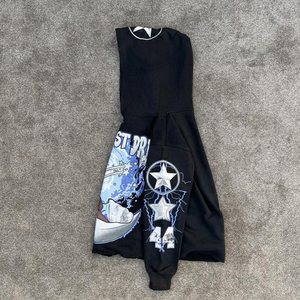 Sweat à capuche vintage lourd à logo personnalisé avec poche doublé polaire Sweat-shirt vierge surdimensionné à imprimé bouffant 3D en strass pour unisexe - Product Image 5