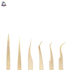 Ensemble de pinces à cils en acier inoxydable Ryzer Studio, 1 pièce, pointe incurvée et pointue, outils de beauté pour extensions de cils, maquillage et outils - Product Image 5