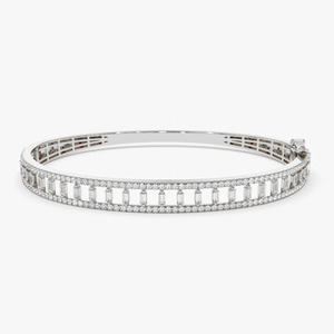 Yellow Gold Baguette Cut Lab Grown Diamond Tennis <b>Bangle</b> <b>Bracelet</b> - Product Image 3