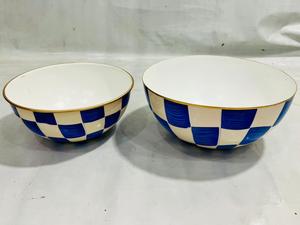 Cuenco de acero dulce esmaltado a mano con diseño a cuadros multicolor, acabado brillante, estilo rústico, cuenco profundo, no tóxico - Product Image 4