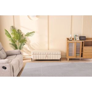 Panca Morbida in Velluto Beige da 125 cm con Vano Contenitore per Soggiorno, Ingresso e Camera da Letto - Product Image 2