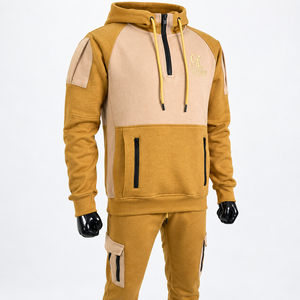 Men's Color Block Tracksuit <b>Zip</b> Hoodie <b>Jogger</b> Pants Casual Sportswear Custom Logo Set 3D Embroidery Winter Polyester/Cotton Side - Product Image 4