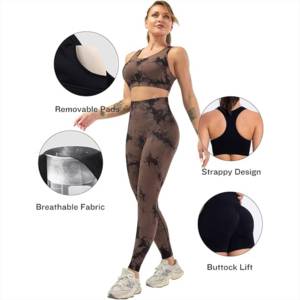 Conjunto de leggings y sujetador deportivos de sublimación personalizados de alta calidad para actividades deportivas para damas, tela transpirable, conjunto de gimnasio a bajo precio. - Product Image 1