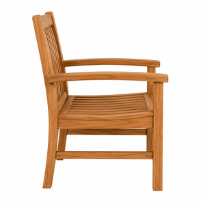 Chaise de jardin contemporaine en teck massif, durable, écologique, design imperméable, assise confortable, à lattes verticales - Product Image 3