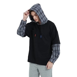 En's uuversiogo versiversized oooodie OP ends rends shion ashion oodyes Men's Color Lock ullover Eck -eck cuello ooded shirt weatshirt atatchwork - Product Image 1