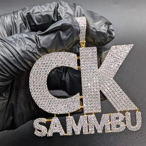 Colgante de Letra C con Incrustaciones de Moissanita Personalizado, Estilo Hip Hop de Lujo para Fiestas, en Plata de Ley 925, Joyería Fina, Colgantes y Dijes - Product Image 1