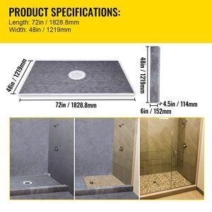 Kit per Doccia Impermeabile 48x72 Pollici con Flangia Centrale in PVC da 4 Pollici e Griglia in Acciaio Inox da 4 Pollici con 2 Tagli per Membrana Impermeabile - Product Image 4