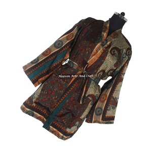 KS014 Bohemian Silk Vintage Sari Kimono Short <b>Robe</b> - Summer <b>Beach</b> Wear Bikini Silk Cover Up - Wholesale Silk Sari Vintage Sari - Product Image 1