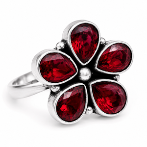 Wholesale Oxidized <b>Silver</b> Bohemian Red Stone Engagement Ring for Women Bulk Supplier Direct Factory Manufacturer Ready Stock - Product Image 1