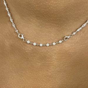 18K White Gold Freshwater Pearl Pear Shape Choker Necklace | Luxury Wedding Rhodium Plated Elegant Dainty <b>Link</b> Chain - Product Image 5