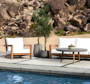 Canapé d'extérieur pour jardin, structure en teck massif avec coussins épais résistants aux intempéries, design minimaliste moderne pour terrasse - Product Image 4