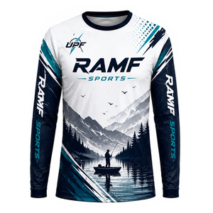 เสื้อกันแดดแบบกำหนดเอง UPF 50+ ไซส์ใหญ่ แห้งเร็ว ระบายอากาศ ป้องกันไวรัส สำหรับทุกเพศ แขนยาว ผลิตจากโพลีเอสเตอร์ผสมสแปนเด็กซ์ เหมาะสำหรับตกปลา - Product Image 1