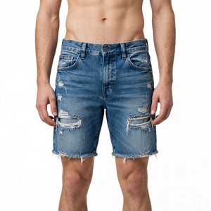 Compre Pantalones Cortos de Mezclilla Desgastados Personalizados para Hombre, Cintura Media, Cierre de Botones, Estilo Casual, Exportados de BD - Product Image 1