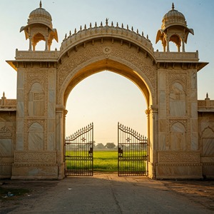 Portique d'entrée architectural en marbre naturel, sculpté à la main, résistant aux intempéries, entièrement personnalisable, pour les designs de mosquées - Product Image 1