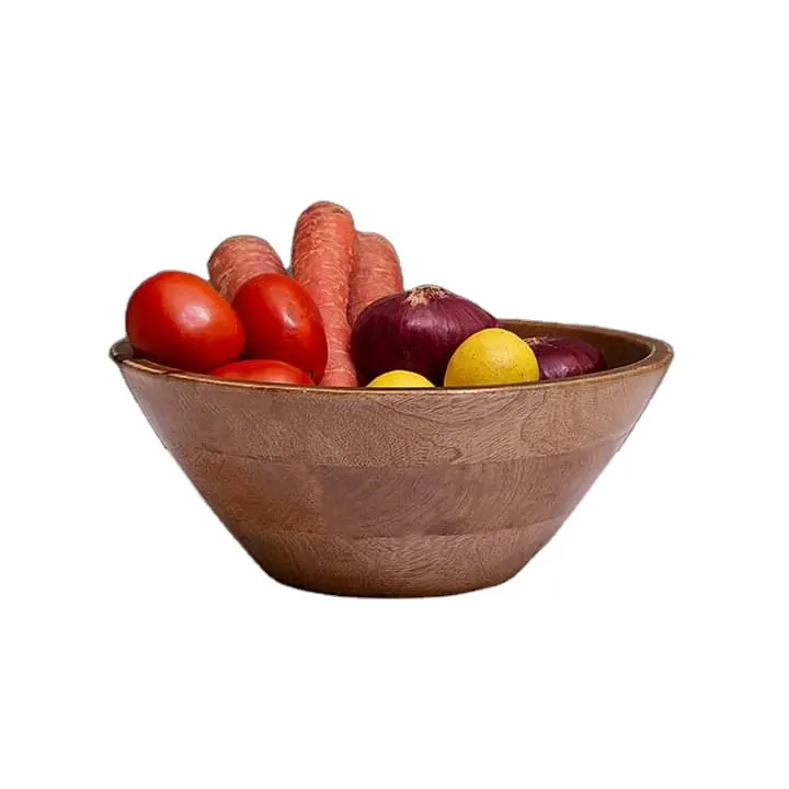 Handmade 100% Natural Round Mango Wood Salad Fruit Bowl Best Selling Work Wooden Serving Bowl Wooden Serving Salad Bowl