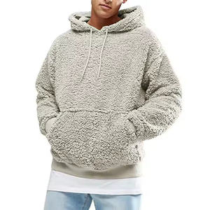 Sweat à capuche polaire personnalisable coupe classique, faible MOQ fournisseur, motif uni, matière polyester/coton, design color block, hiver - Product Image 1