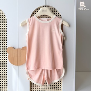Ensemble de vêtements pour enfants, unisexe, en viscose rafraîchissante, style coréen Seunkids, respirant, pour l'été, vêtements de haute qualité fabriqués au Vietnam - Product Image 3