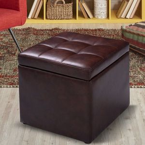 16-Inch Ottoman Pouffe <b>Storage</b> Box Lounge Seat Footstool Stylish <b>Stools</b> & Ottomans - Product Image 1