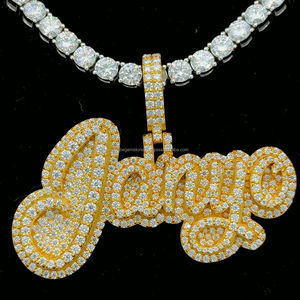 จี้เพชรโมอิสชุบทอง14K สีเงิน925ปรับแต่งได้พร้อมตัวอักษรสไตล์ฮิปฮอปสำหรับปาร์ตี้ - Product Image 1