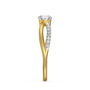 Bague de fiançailles Clustered Brilliance en or massif 14 carats avec pierres de laboratoire et moissanite pour femme, bague statement, cadeau d'anniversaire, bague de promesse - Product Image 3