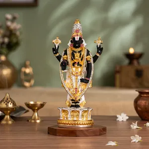 Handmade 24k Gold Silver Plated Tirupati Balaji Venkateswara Idol <b>Religious</b> <b>Statue</b> Tabletop Multi-piece Home Decor Wedding - Product Image 4