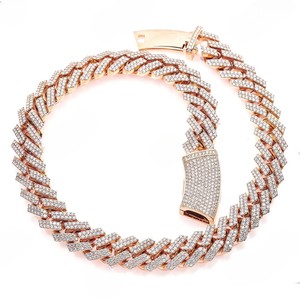 16MM 20 Inches Iced Cuban Link <b>Chain</b> 925 Sterling Silver Rose/Yellow/White Gold Plated Extended <b>Chain</b> Hip Hop Thick Miami Luxury - Product Image 1