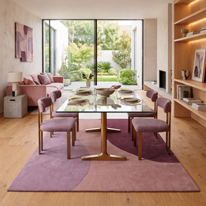 Tapis moderne abstrait en laine/soie tissé à la main de qualité supérieure - Luxe, écologique, adapté aux animaux domestiques, réversible, pour salon, chambre, bureau - Product Image 1