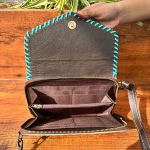 Pochette de sculpture usinée en cuir de vachette véritable de haute qualité en cuir véritable portefeuilles à bandoulière Collection d'embrayage multi-usages pour femmes - Product Image 5