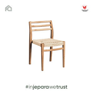 Chaise de salle à manger moderne en teck massif avec assise en corde tressée, Jepara Indonésie, mobilier pour café et restaurant - Product Image 2