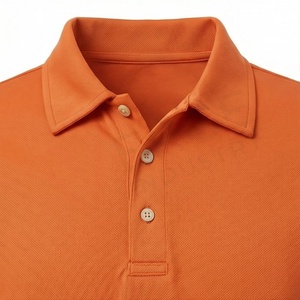 Men's <b>Orange</b> Short Sleeve <b>Polo</b> Shirt Solid Color Casual Regular Fit Woven Fabric Button Design - Product Image 4