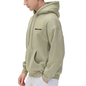 เสื้อฮู้ดผู้ชาย MBAANI ทรงโอเวอร์ไซส์ ปักโลโก้ สีพื้น ผ้าฟลีซลำลอง ใส่ได้ในฤดูใบไม้ร่วง เสื้อฮู้ดผ้าฟลีซลำลองสำหรับผู้ชาย - Product Image 6